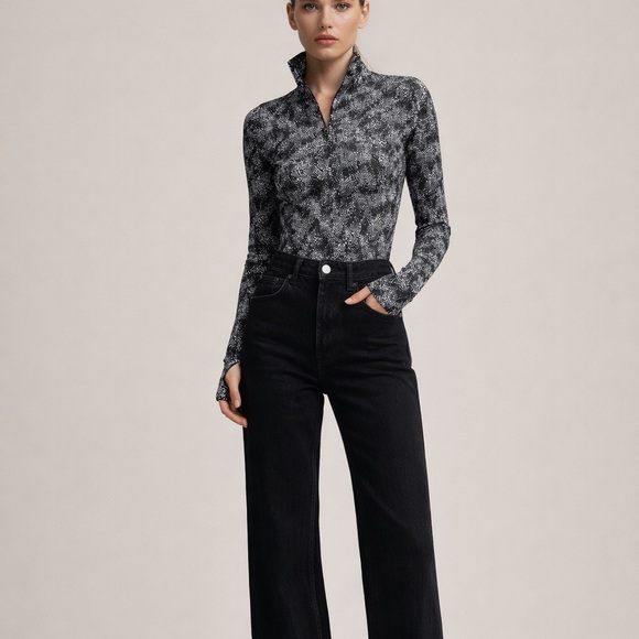 Wolford Tops - Wolford black and grey speckled long sleeve bodysuit